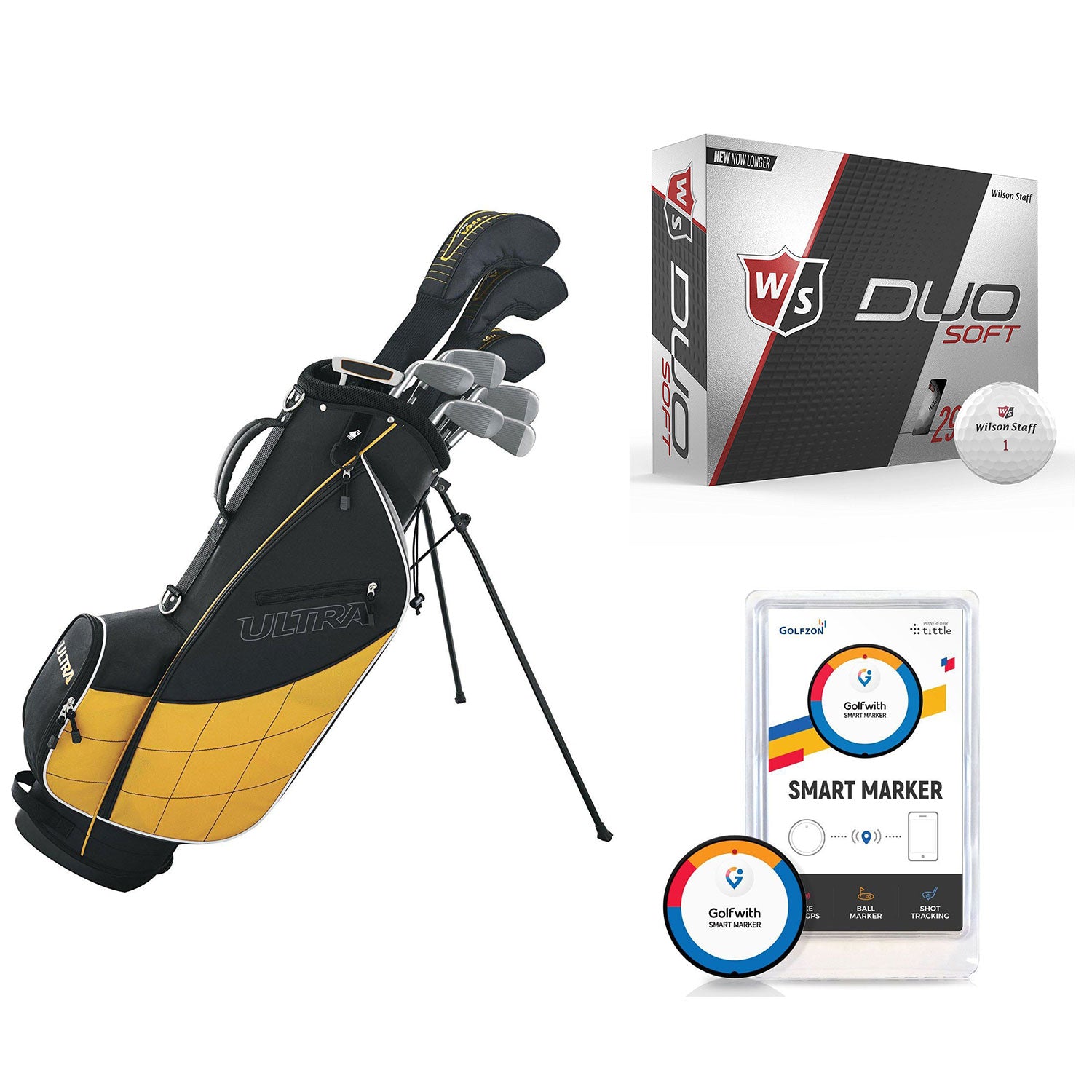Wilson Men's Right-Hand Golf Club Set + Golf Balls + Golf Shot Distance Tracker