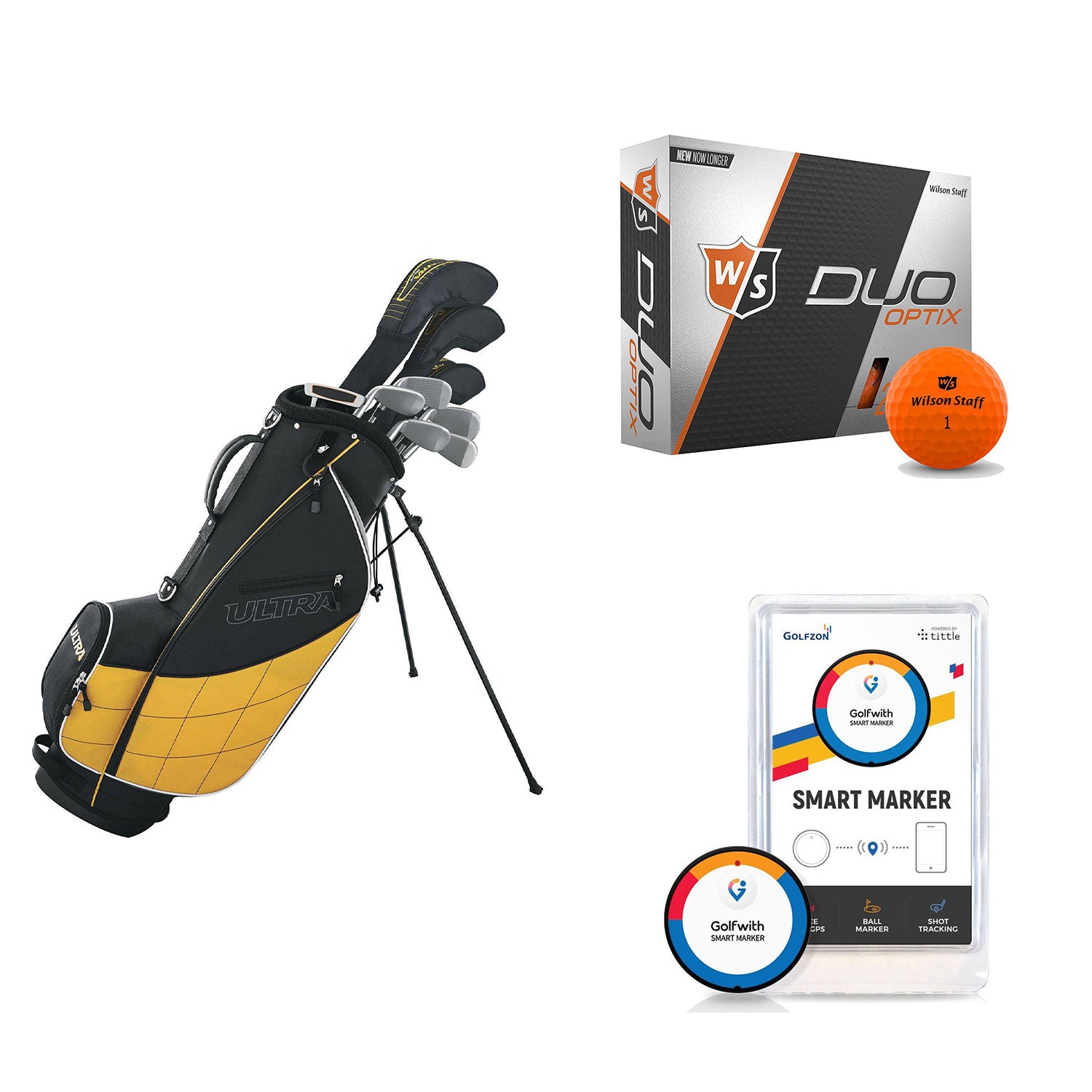 Wilson Men's Right-Hand Golf Club Set + Golf Balls + Golf Shot Distance Tracker