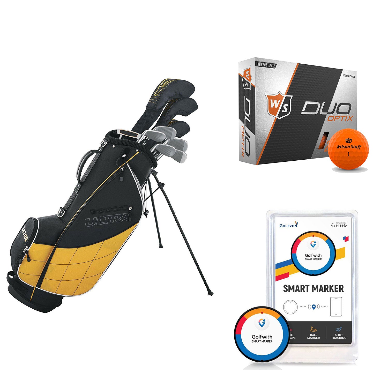 Wilson Men's Left-Hand Golf Clubs and Golf Balls and Golf Shot Distance Tracker