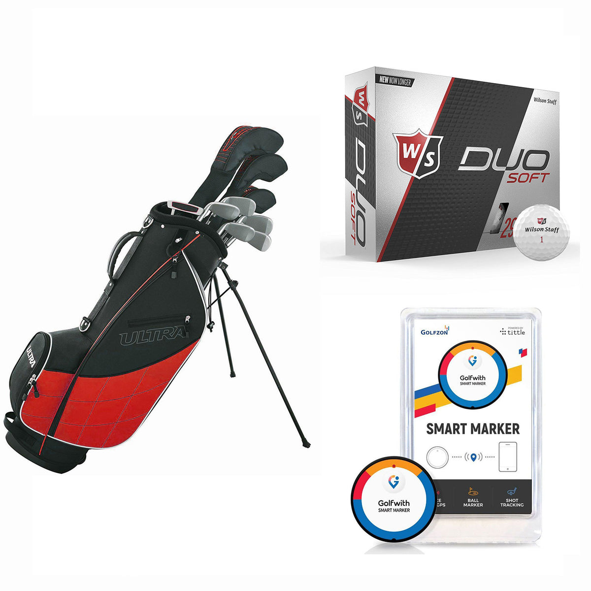 Wilson Ultra Men's Right-Hand Golf Club Set + Golf Balls + Shot Distance Tracker