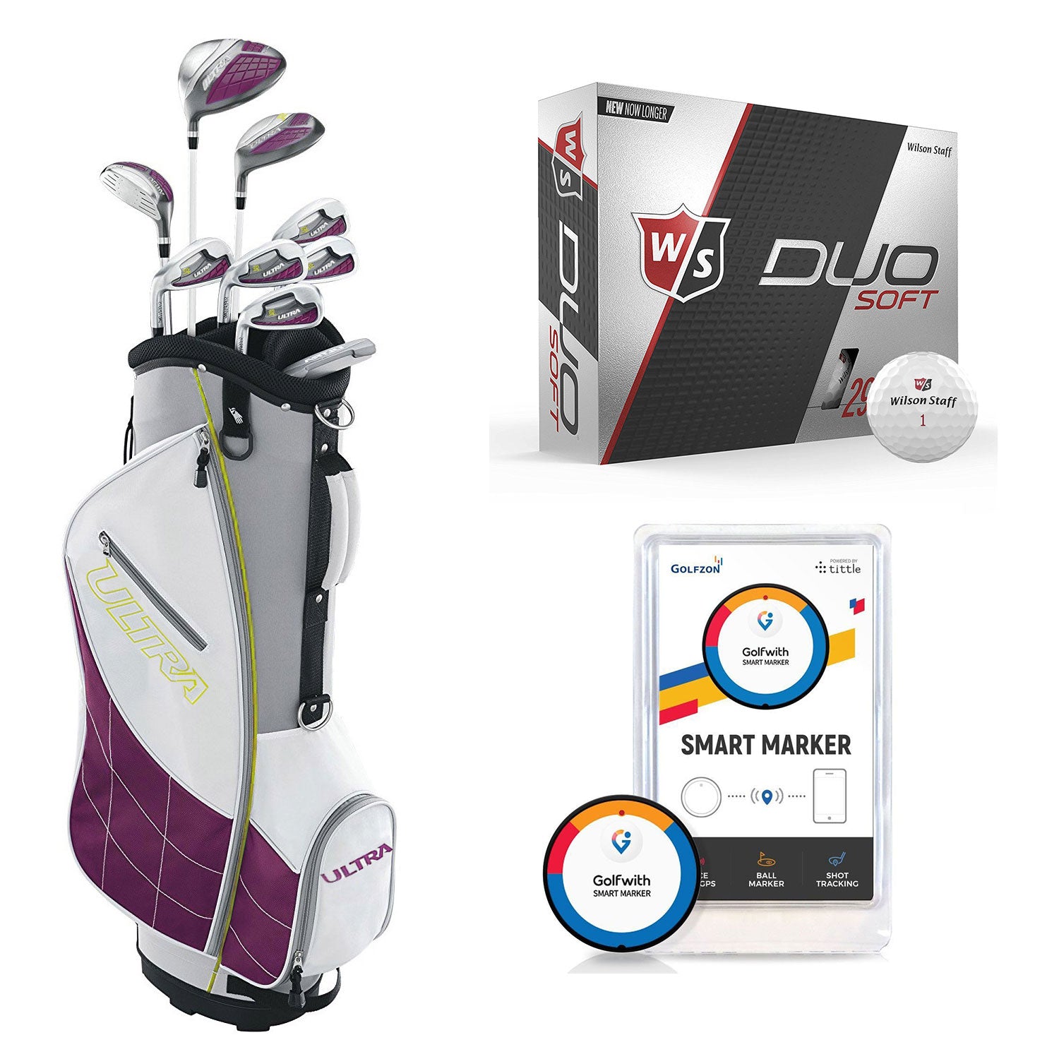 Wilson Ultra Ladies Long Golf Club Set + Golf Balls + Golf Shot Distance Tracker