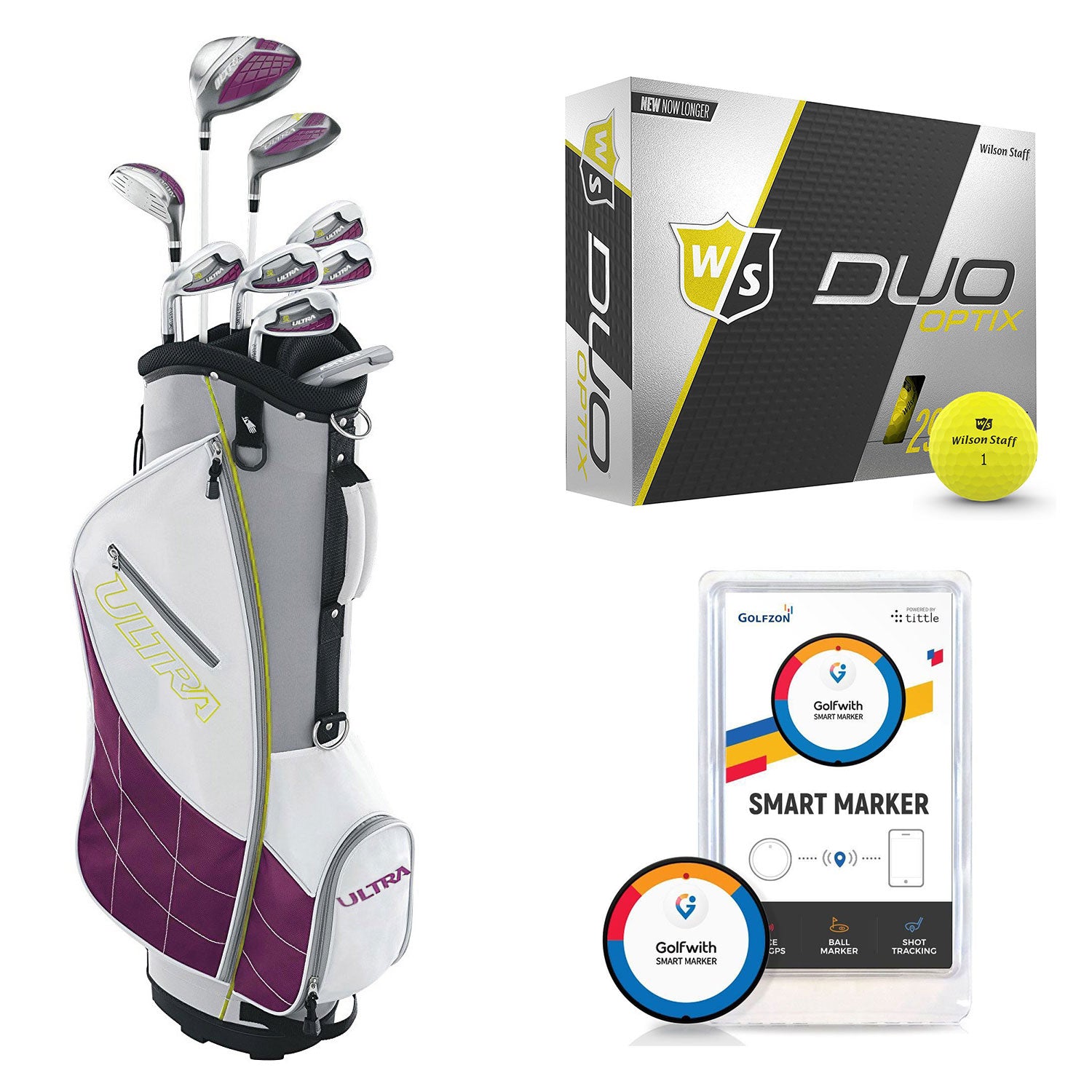 Wilson Ultra Ladies Long Golf Club Set + Golf Balls + Golf Shot Distance Tracker