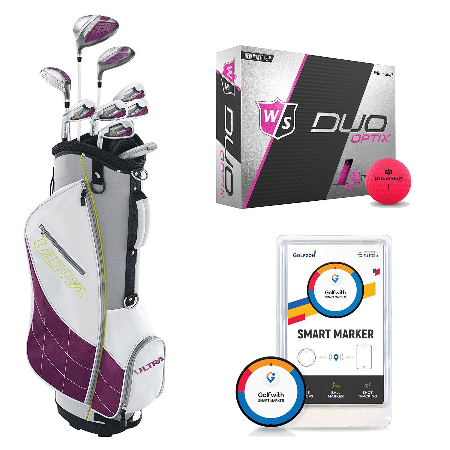 Wilson Ultra Ladies Long Golf Club Set + Golf Balls + Golf Shot Distance Tracker