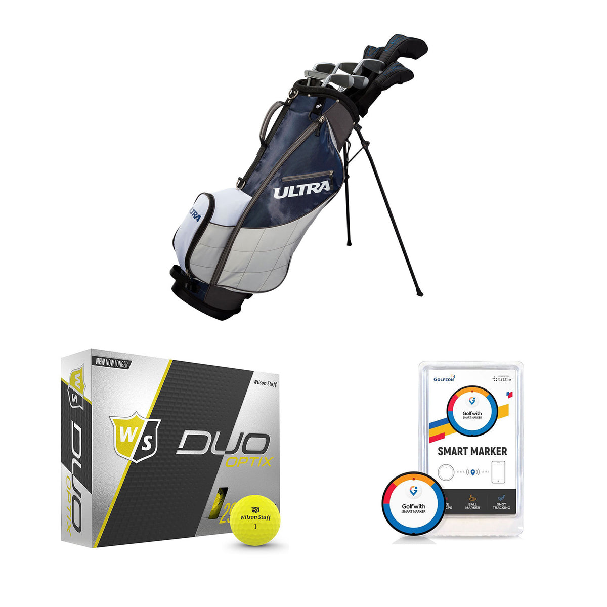 Wilson Men's Right-Handed Golf Clubs + Golf Balls + Golf Shot Distance Tracker