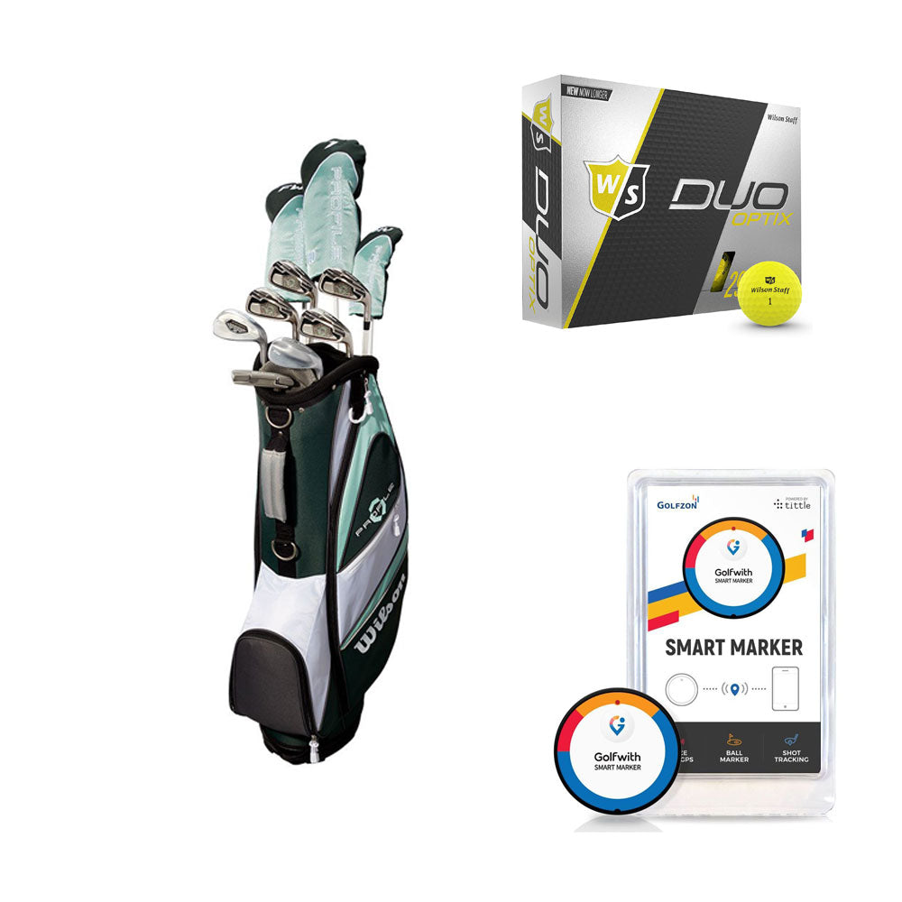 Wilson Profile Women's Golf Clubs & Staff Duo Golf Balls & Golfwith Smart Marker