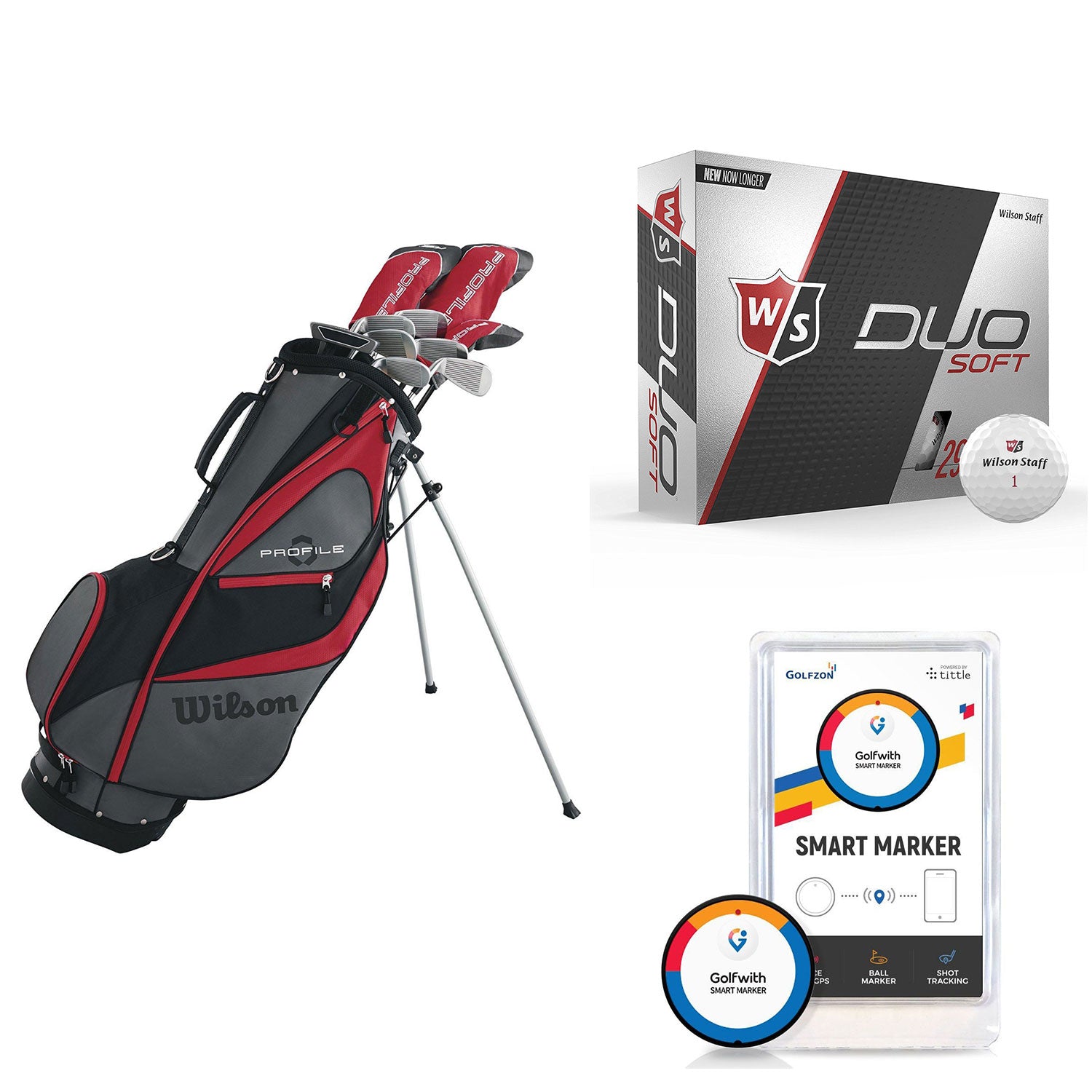 Wilson Men's Left-Hand Golf Clubs and Golf Balls and Golf Shot Distance Tracker