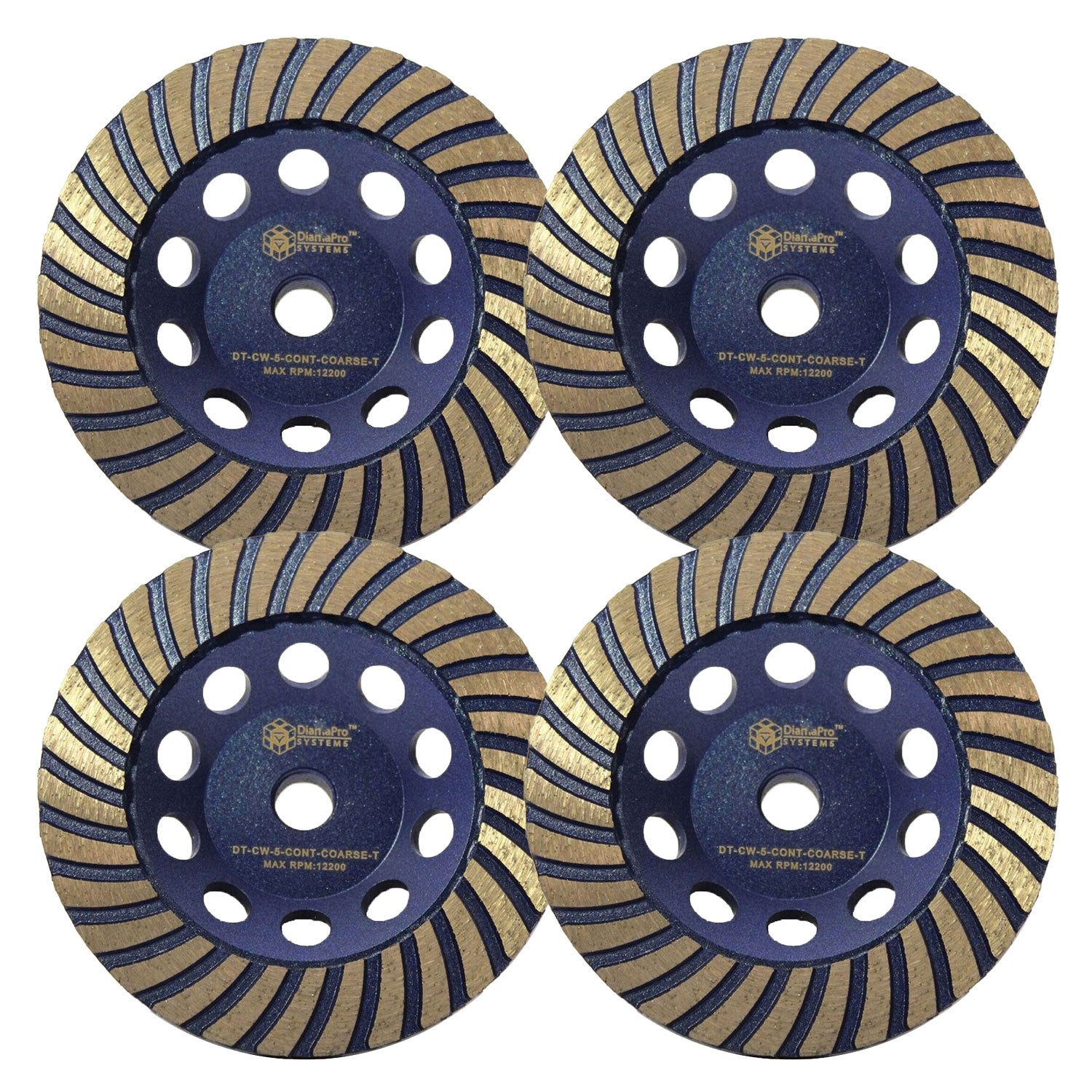 DiamaPro Systems 5 Inch Continuous Rim Turbo Grinding Cup Wheel, Coarse (4 Pack) - VMInnovations