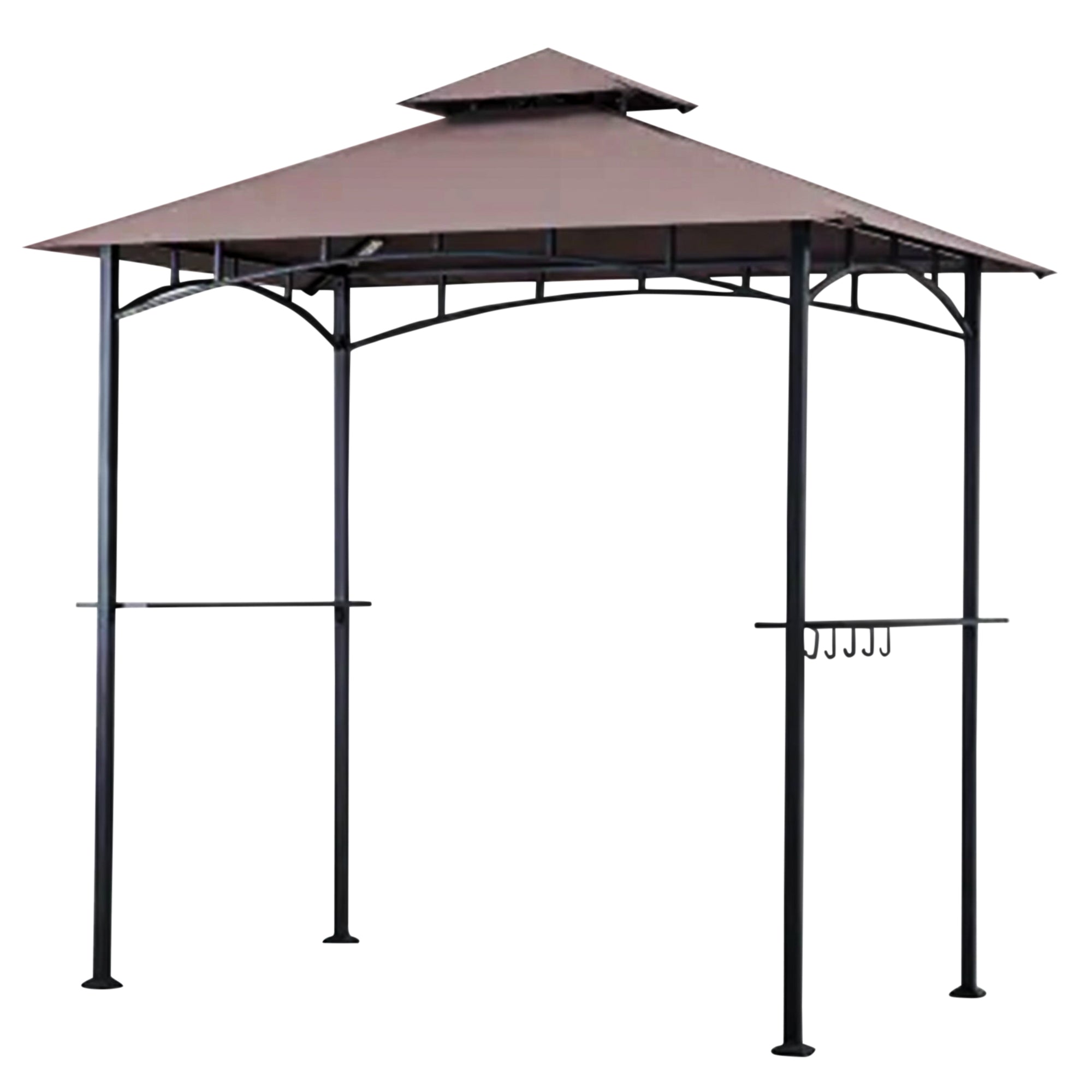 Four Seasons Courtyard Grill Gazebo w/ LED Lights and Powder Coated Frame, Brown - VMInnovations