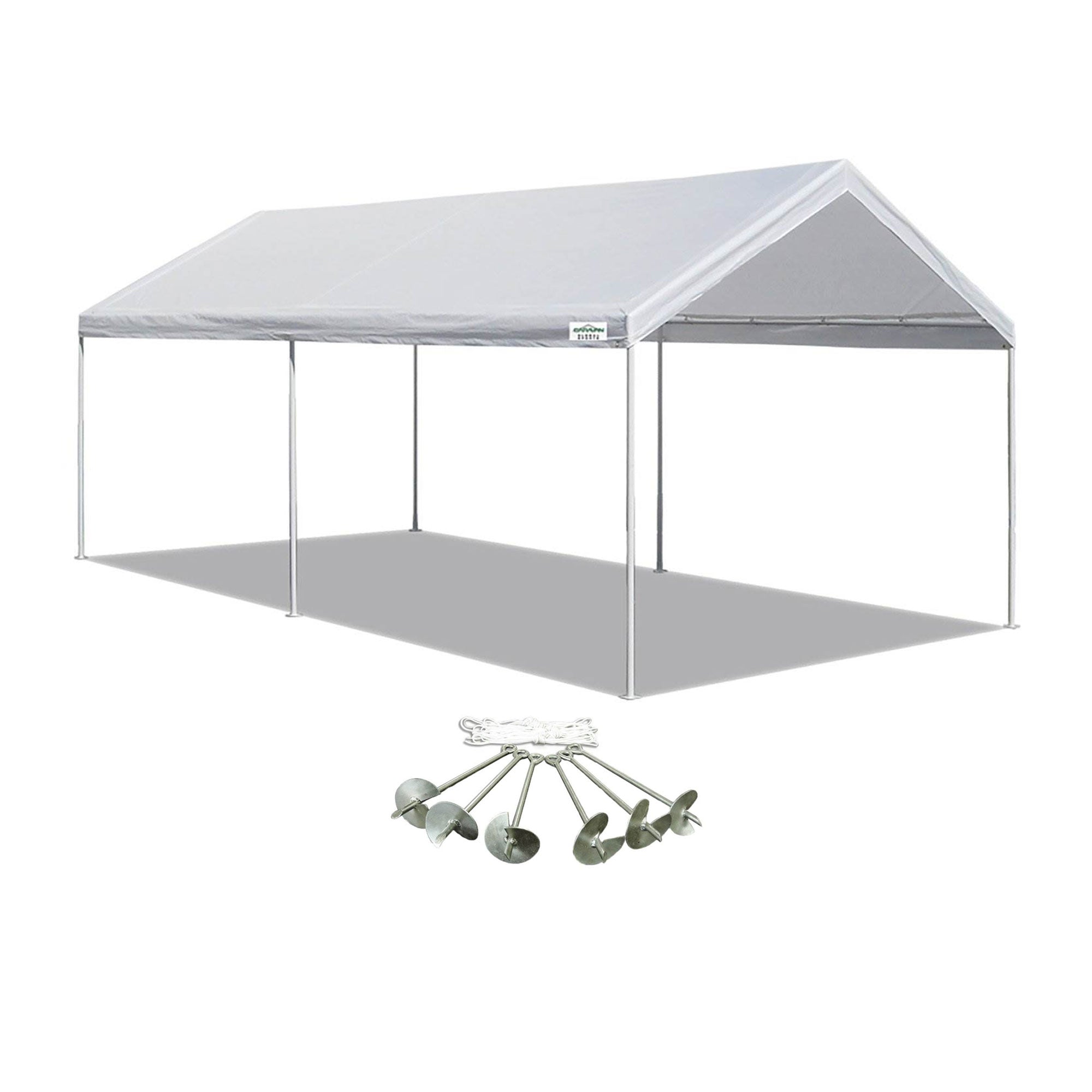 Caravan Canopy Domain 10 x 20 Ft Instant Canopy Tent, White & 6 Piece Anchor Set