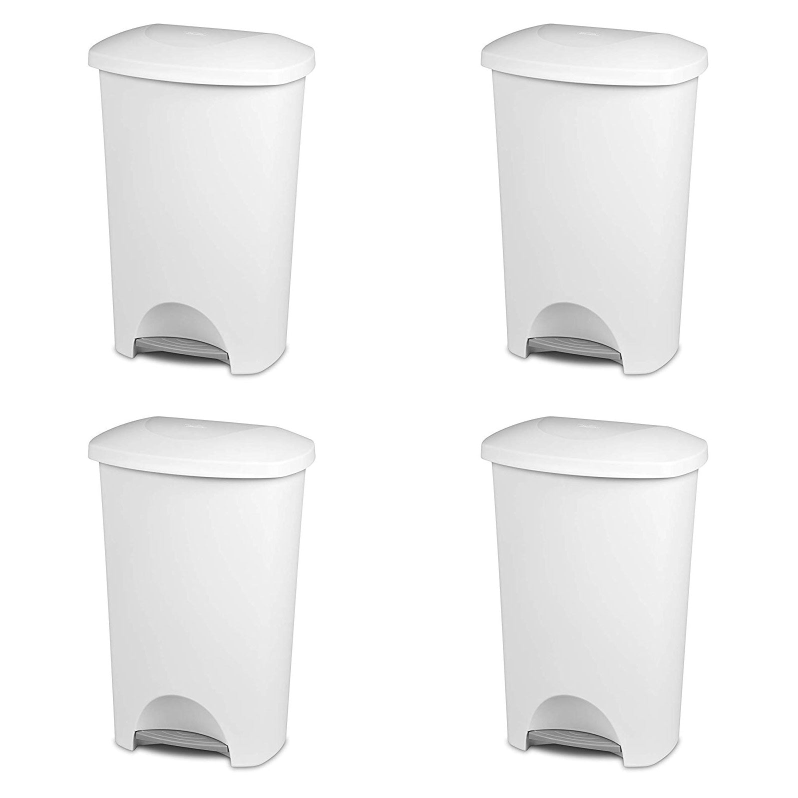 Sterilite 10968004 11-Gallon Hands Free Step on Lid Lifting Wastebasket (4 Pack)