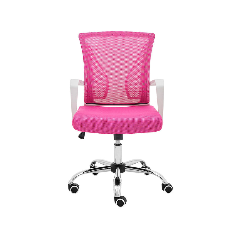 Modern Home Zuna Ergonomic Mesh Mid Back Office Desk Rolling Chair, White & Pink