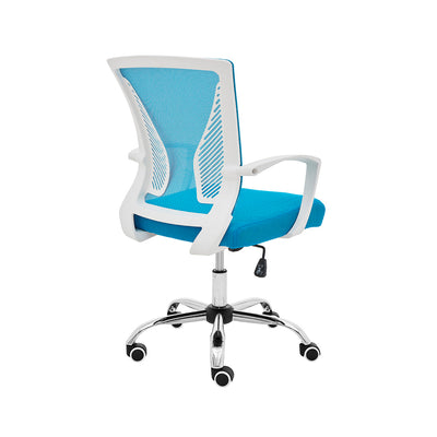 Modern Home Zuna Mesh Back Office Desk Rolling Chair, White & Aqua (Open Box)