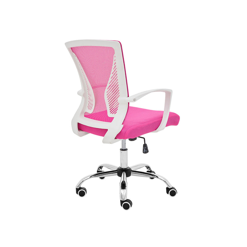 Modern Home Zuna Ergonomic Mesh Mid Back Office Desk Rolling Chair, White & Pink