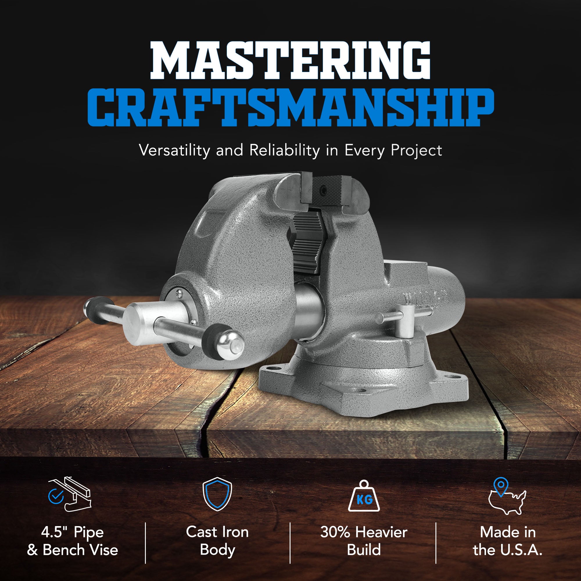 Wilton Tools 28826 Heavy Duty Cast Iron 4.5 Inch Combo Pipe and Bench Vise, Gray