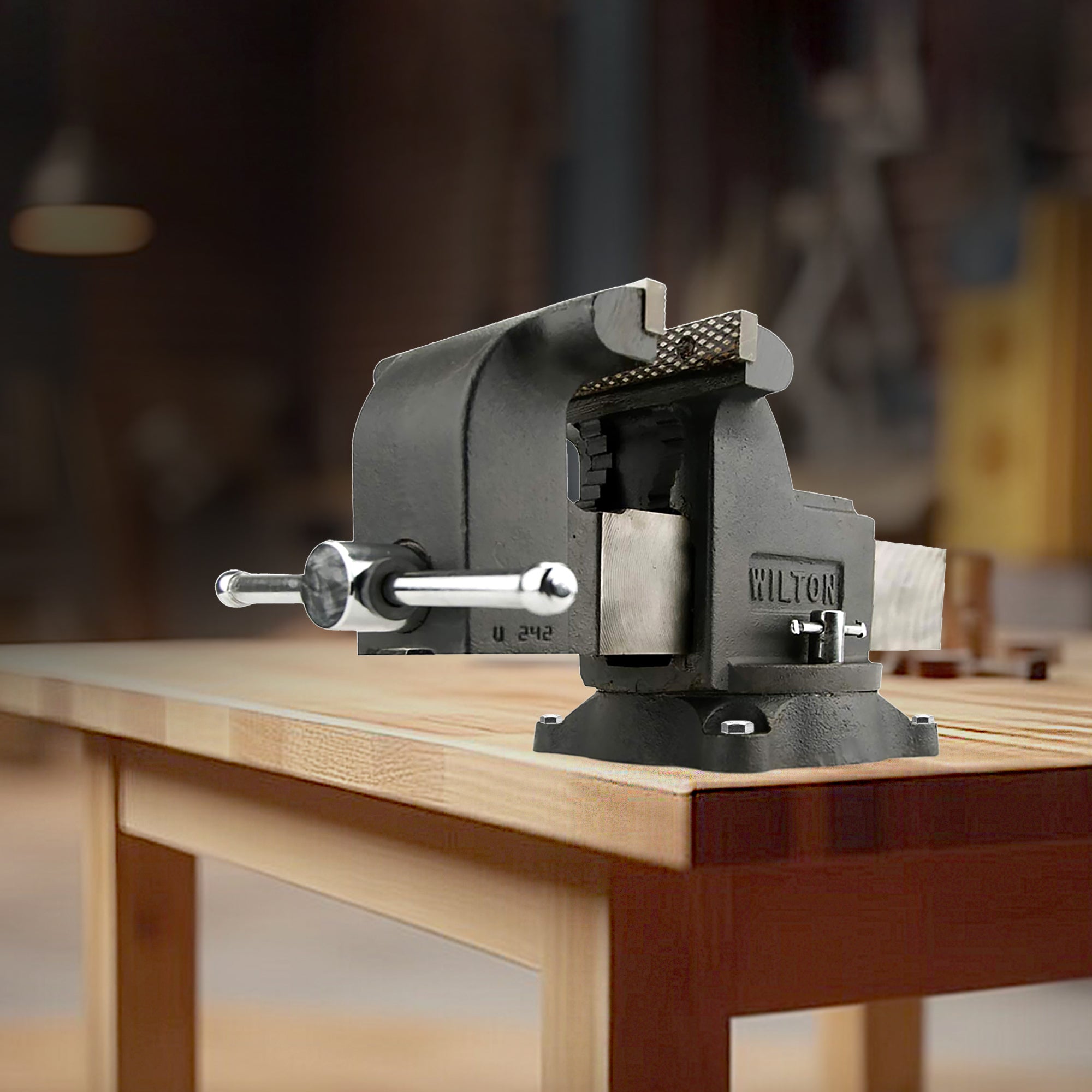 Wilton WS8 8 Inch Jaw 4 Inch Throat Steel Swivel Base Work Shop Bench Vise, Gray