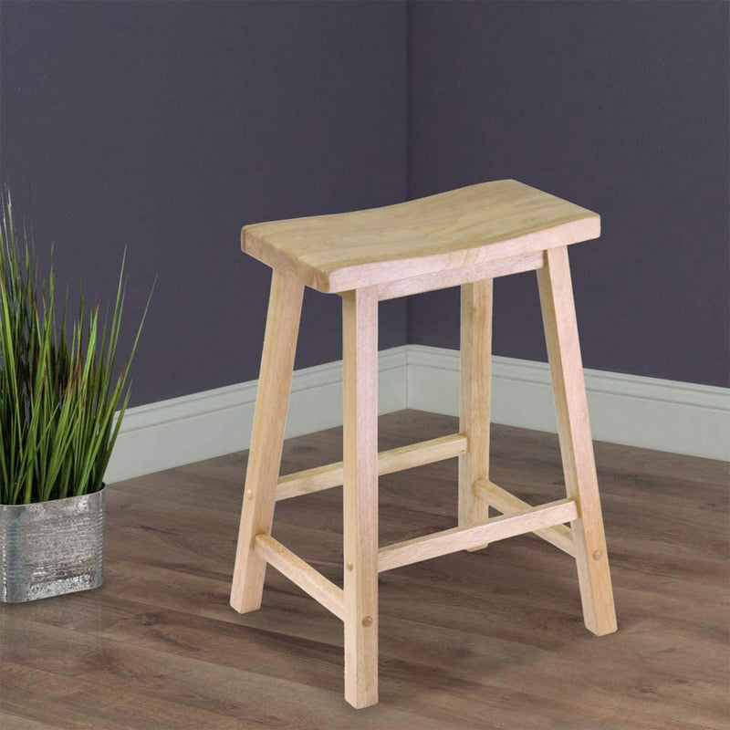 Winsome Satori 24 Inch Kitchen Solid Wooden Counter Bar Stool, Natural (3 Pack)