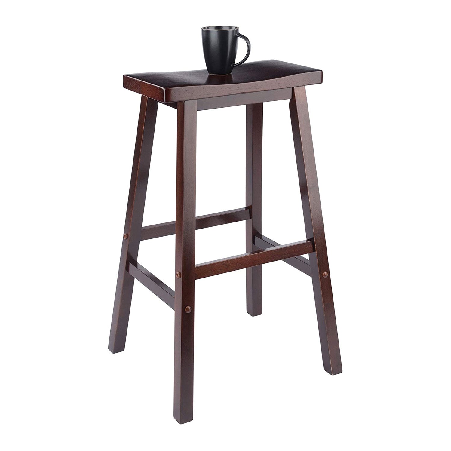 Winsome Satori 29" Tall Home Solid Wooden Counter Bar Stool, Walnut (Open Box)