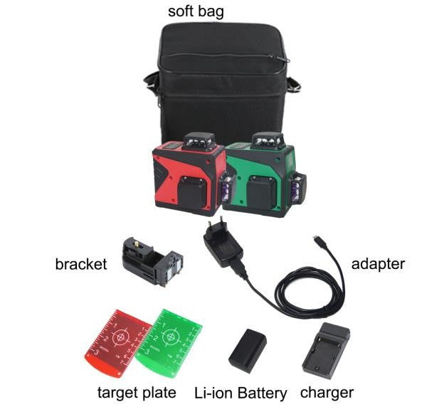 Wokeline WK3CG Three Plane Laser Level 3Cone Green Beam for Picture Hanging - VMInnovations