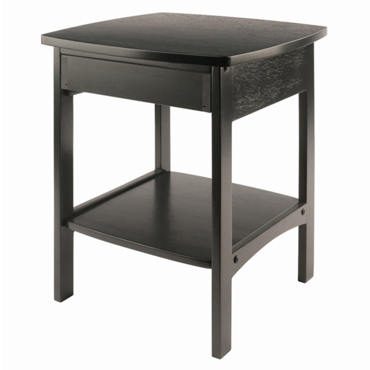 Winsome 22 Inch Tall Wood Claire Curved End Table Nightstand, Black (For Parts)
