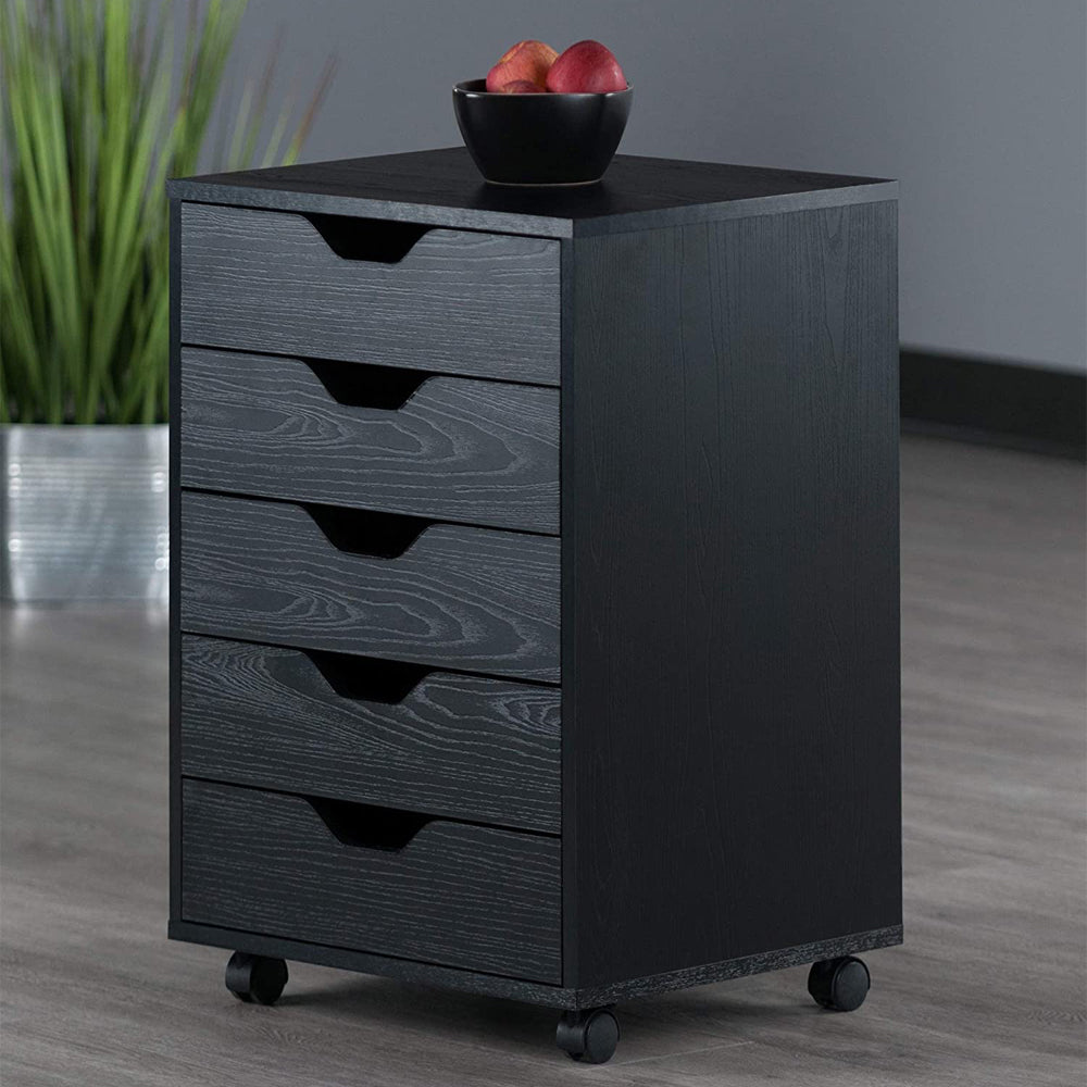 Winsome Halifax Composite Wood Organization 5 Drawer Cabinet, Black (Open Box)