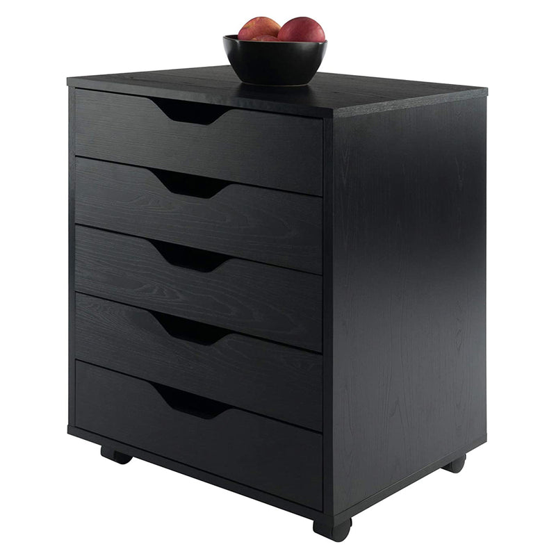 Winsome Halifax Composite Wood Storage and Organization 5 Drawer Cabinet, Black
