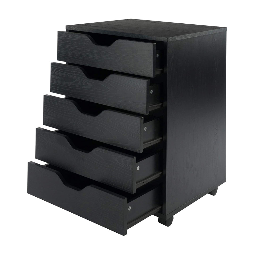 Winsome Halifax Composite Wood Organization 5 Drawer Cabinet, Black (Open Box)