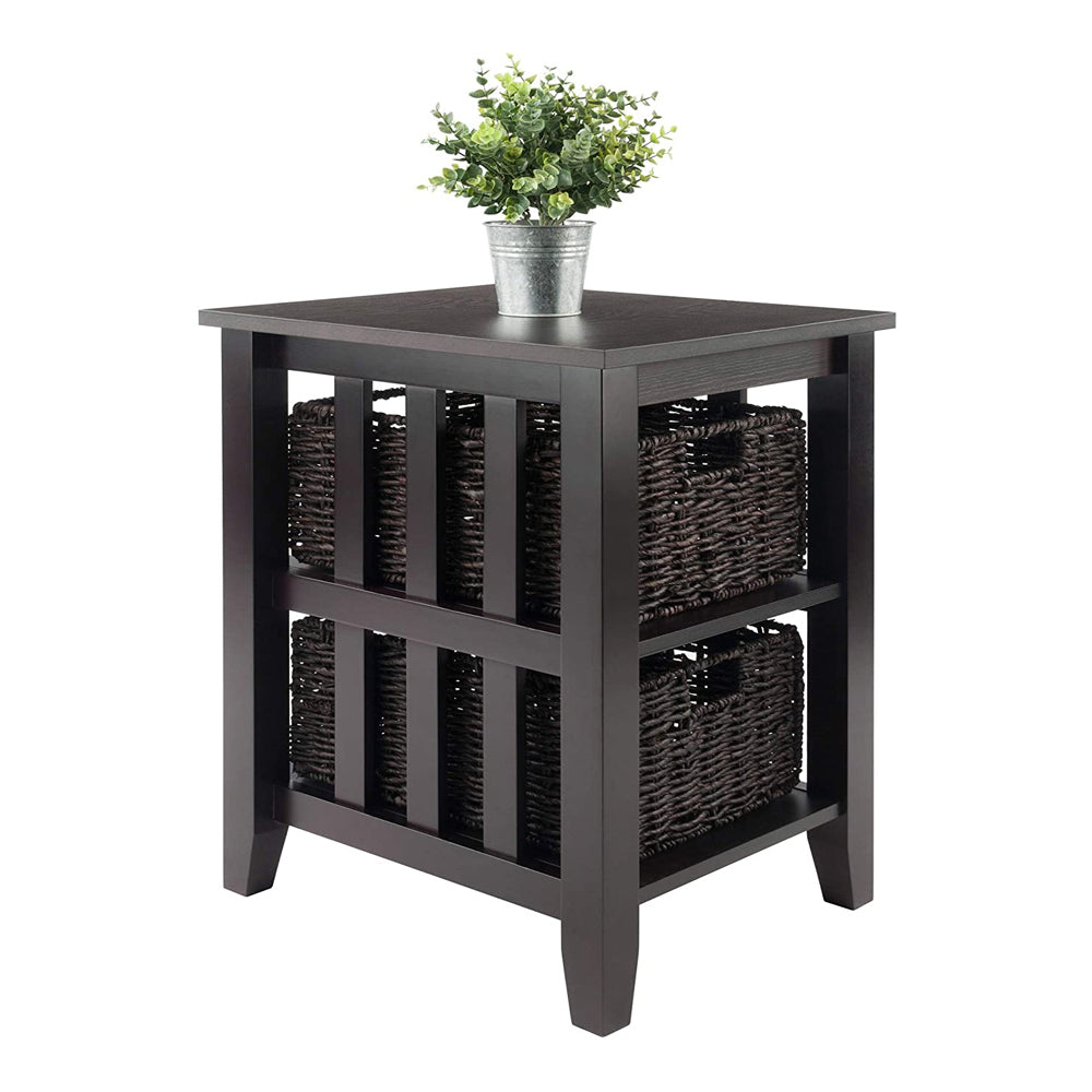 Winsome 25" Tall Morris Accent Side End Table with 2 Foldable Baskets (Used)