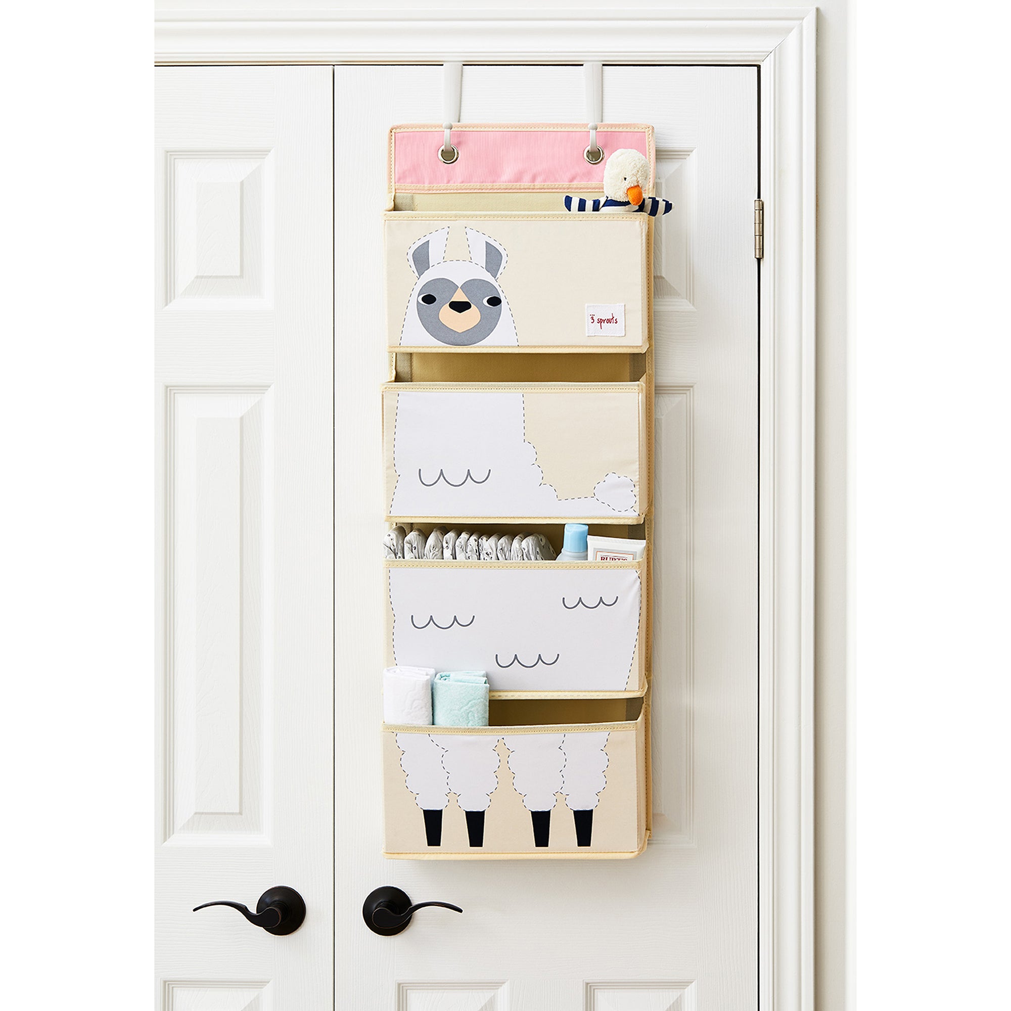 3 Sprouts Cute Storage Bin & Nursery Room Wall Hanging Basket Organizer, Llama - VMInnovations