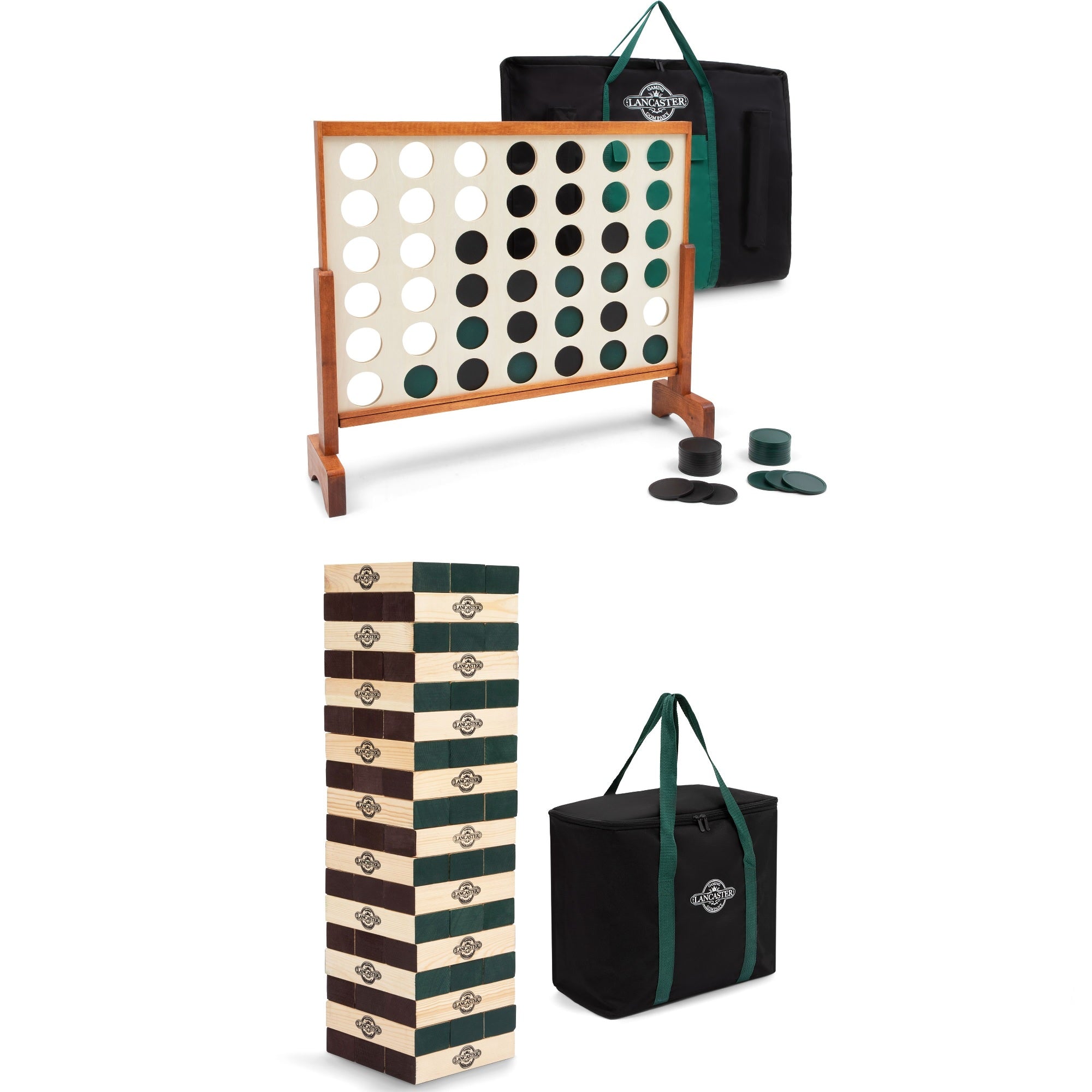 Lancaster Gaming Company Giant 4 In A Row Set & Giant Tumbling Tower Game Set - VMInnovations