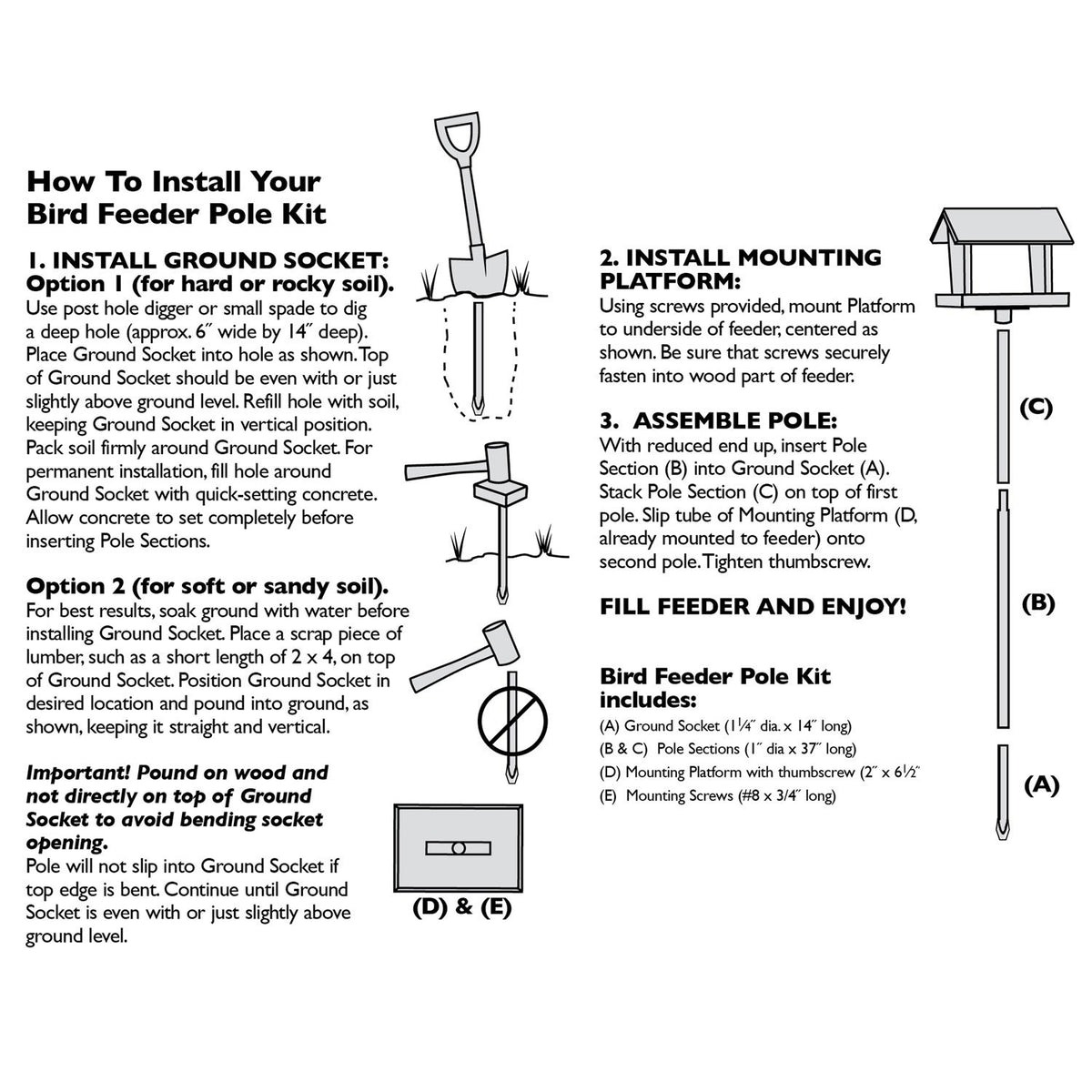 Woodlink 25276 HDPOLE 3 Pc 72" Bird Feeder Birdhouse Mounting Pole Kit (2 Pack)