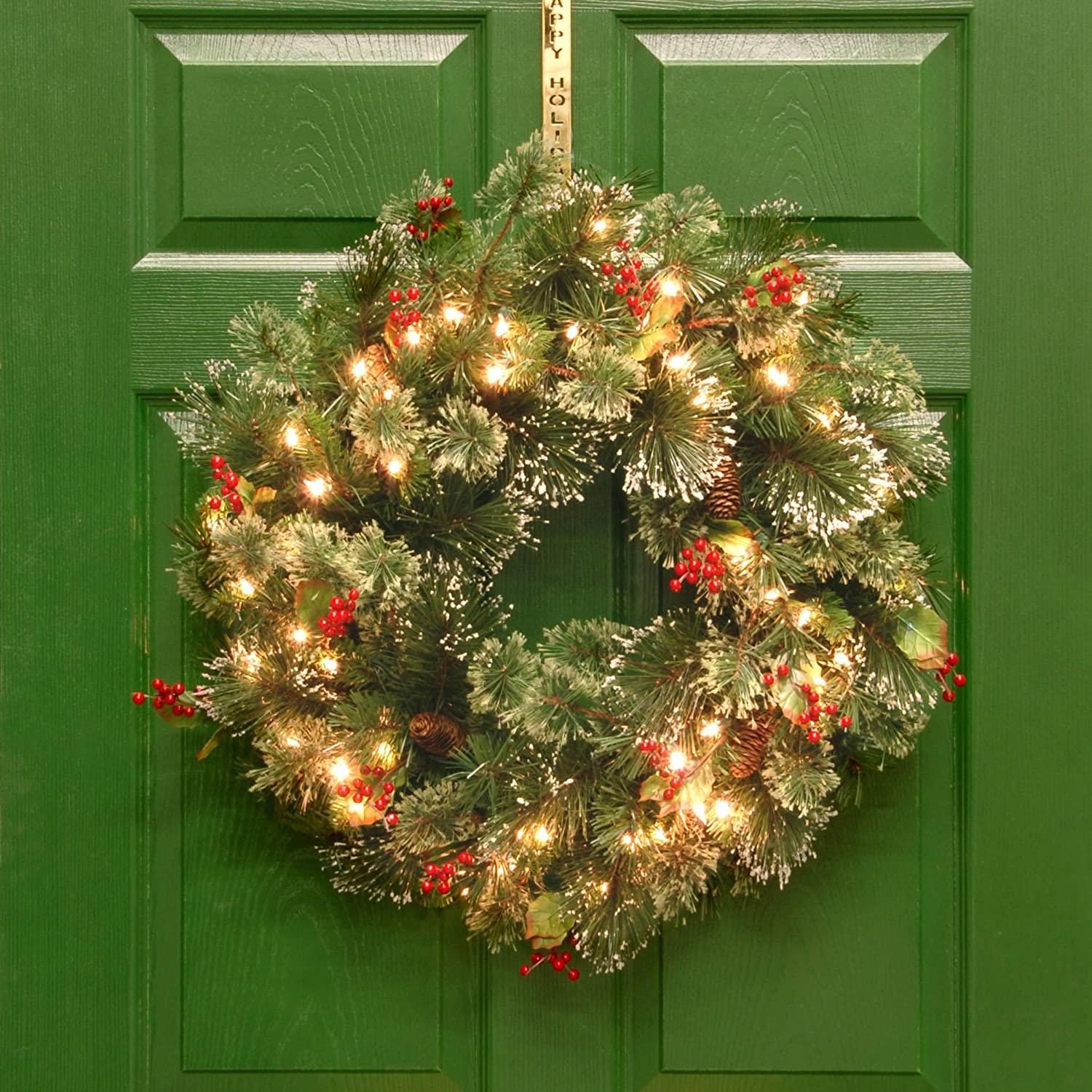 National Tree Company 24" Wintry Pine Holiday Wreath with Lights & Decor (Used) - VMInnovations