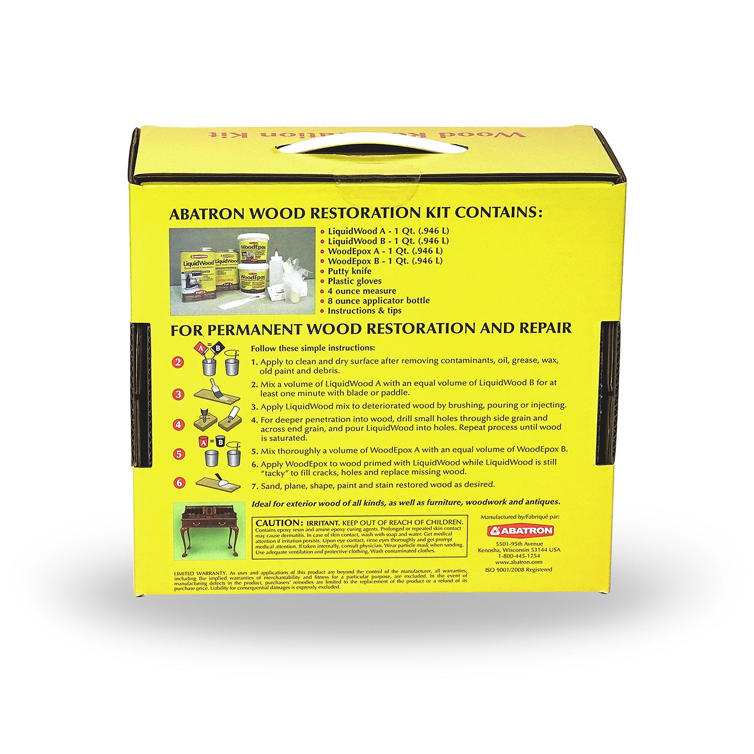 Abatron 5 Quart LiquidWood WoodEpox & Abasolv Epoxy Wood Restoration (Open Box)