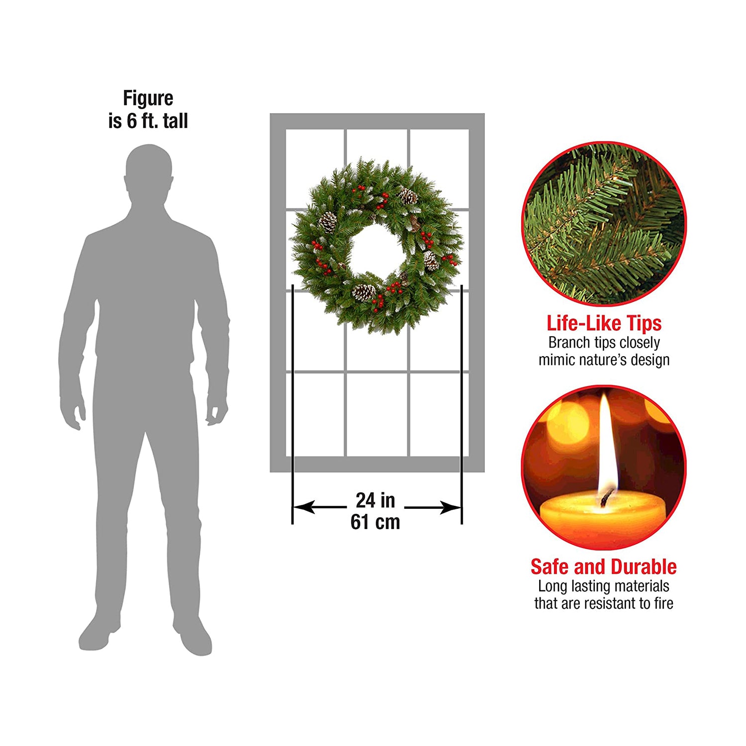 National Tree Company 24" Artificial Frosted Berry Wreath Decoration (Open Box) - VMInnovations