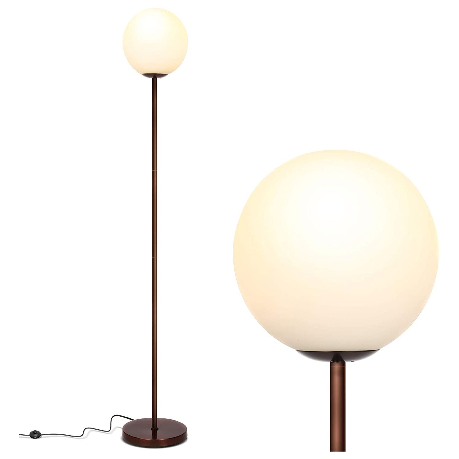 Brightech Luna LED Glass Globe Bright Light Standing Floor Lamp (Open Box)