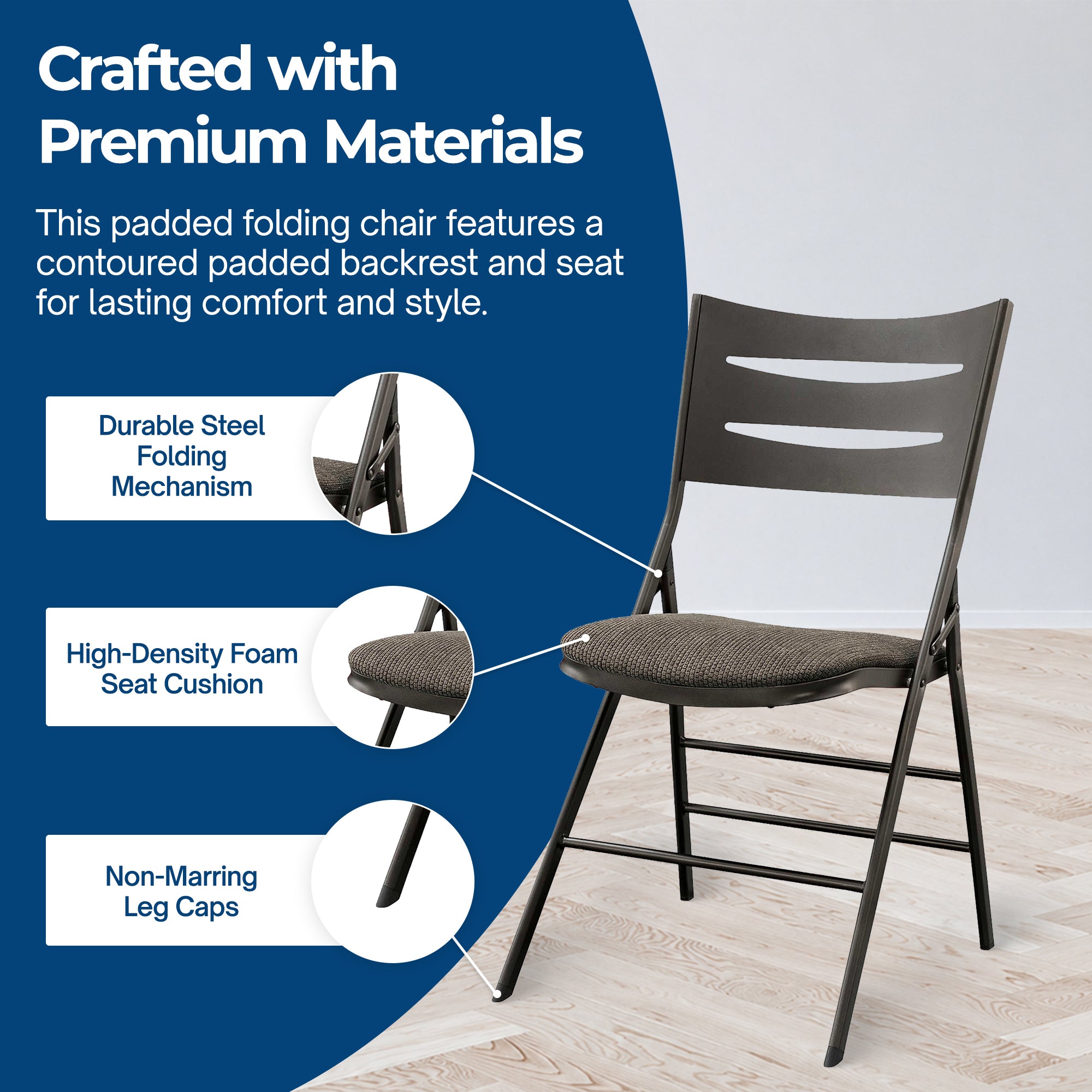 MECO Sudden Comfort Destiny 3 Slat Back Padded Folding Chair, Cinnabar(Set of 4) - VMInnovations