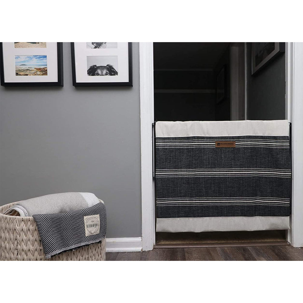 The Stair Barrier 27 to 42.5In Wall to Wall Single Panel Swing Gate, Black Lines - VMInnovations