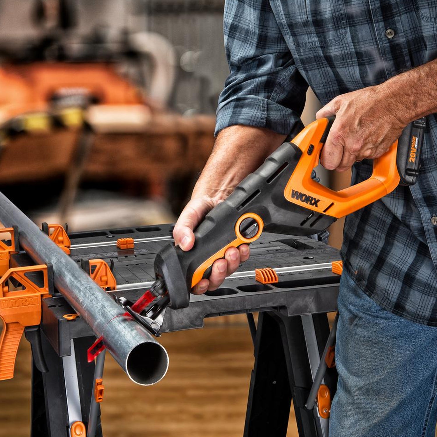Worx 20 Volt Cordless Electric Powershare Reciprocating Saw LED Light (Open Box)