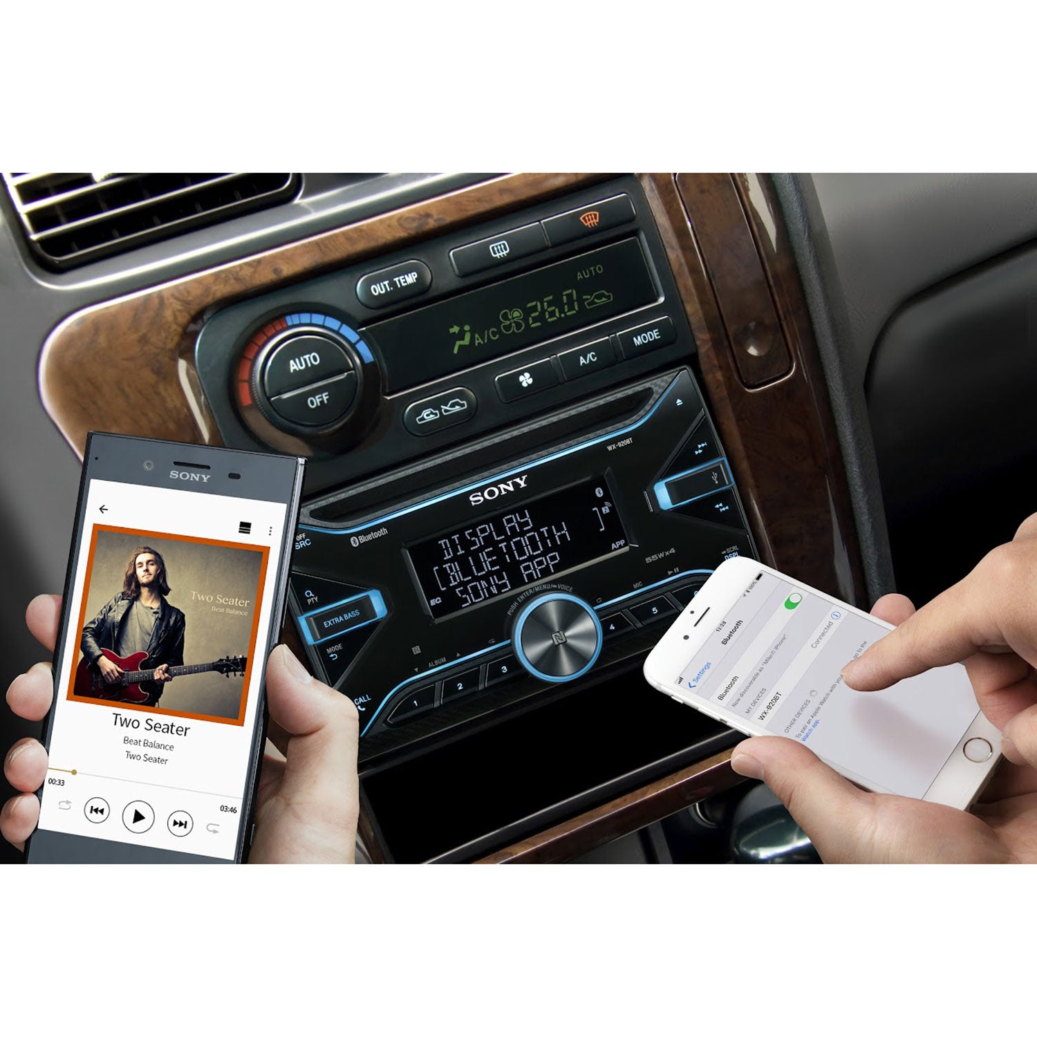 Sony WX920BT Dashboard CD Receiver with Dual Bluetooth and Voice Control, Black