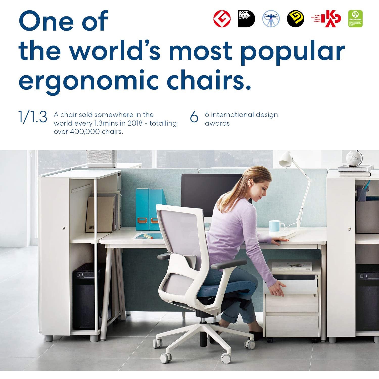 SIDIZ T50 Adjustable Ergonomic Office Desk Chair with Floor Carpet Mat, Gray