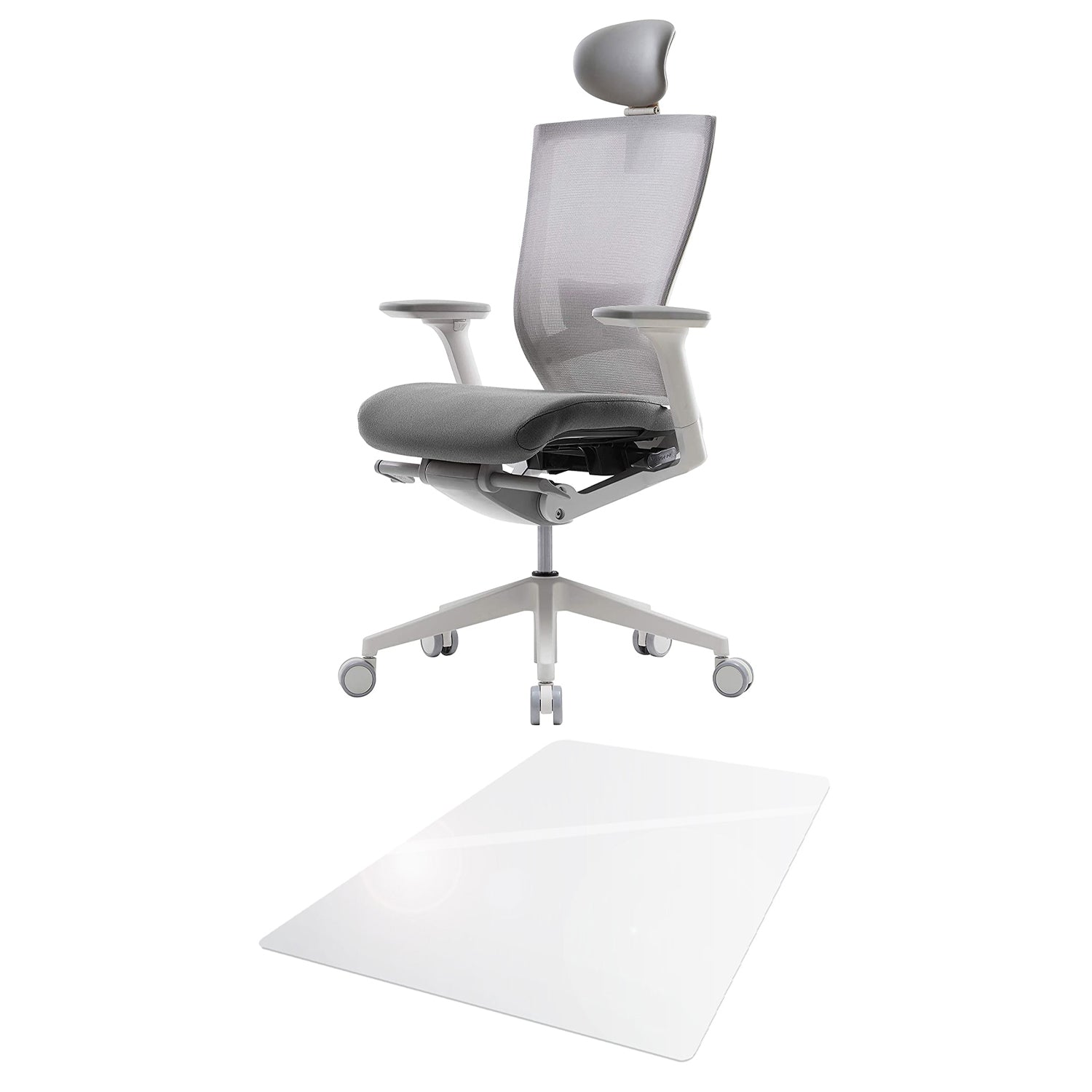 SIDIZ T50 Adjustable Ergonomic Office Desk Chair with Floor Carpet Mat, Gray