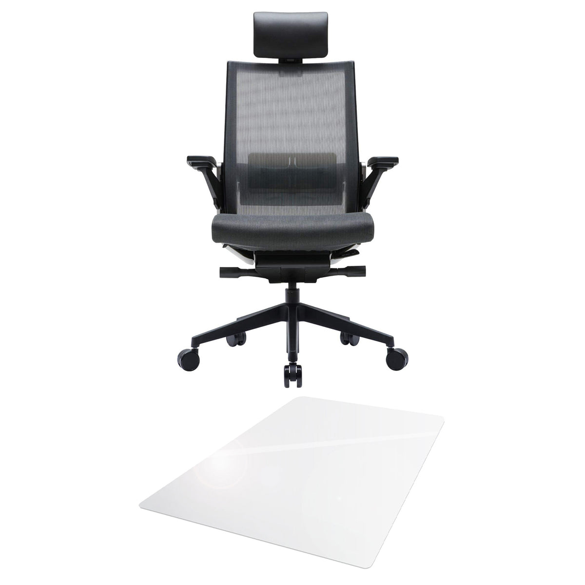 SIDIZ T80 Adjustable Ergonomic Office Desk Chair with Floor Carpet Mat, Gray