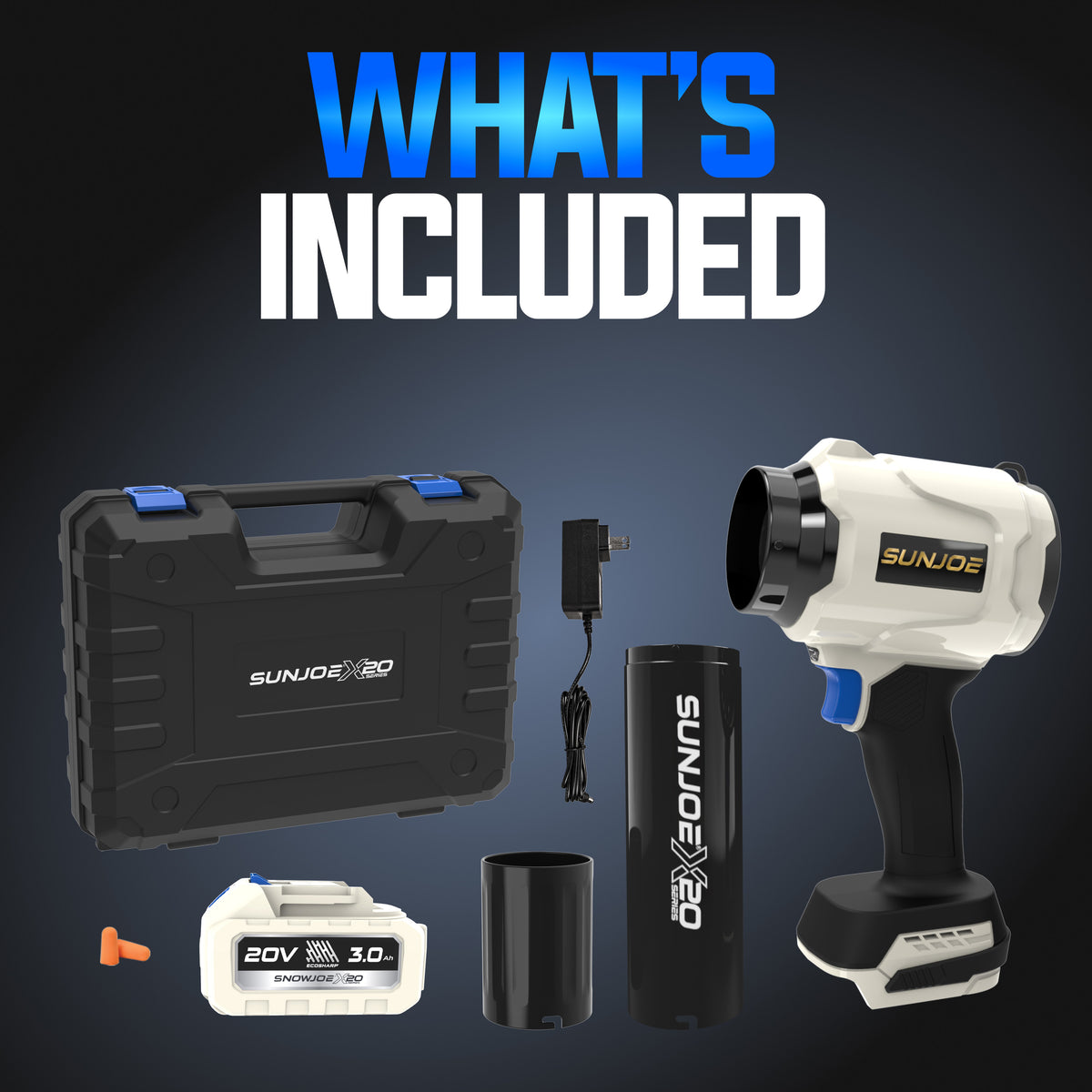 Sun Joe Cordless X20 StormJet Handheld Turbo Blower with Battery and Charger