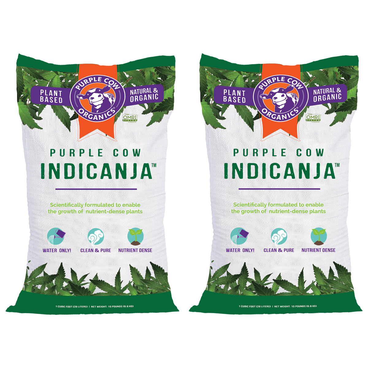 Purple Cow Organics IndiCanja Organic Indoor Living Plant Based Compost Soil (2 Pack)