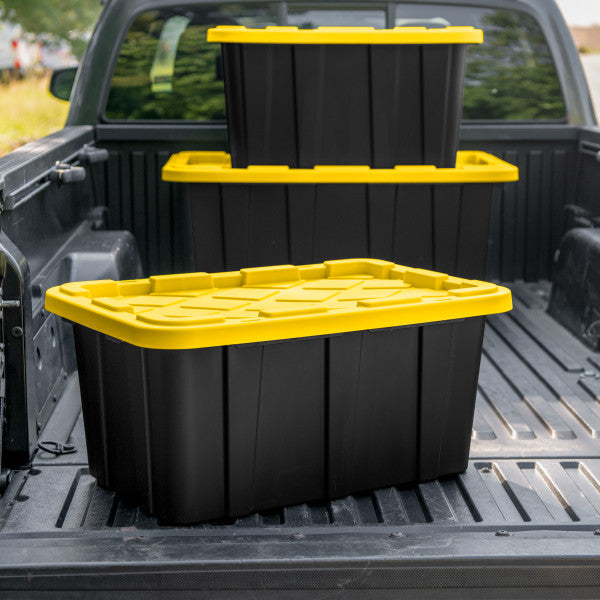 Sterilite 27 Gallon Industrial Stackable Storage Tote Lidded Containers, 6 Pack - VMInnovations