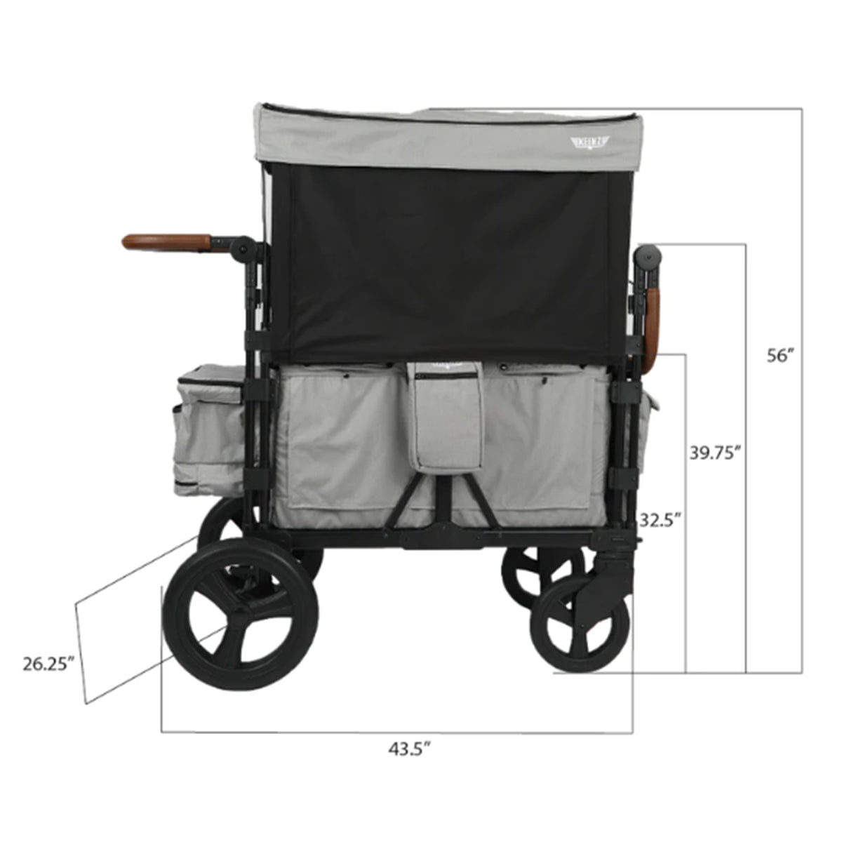 Keenz XC Luxury Comfort Push Pull Toddler Wheeled Stroller Wagon w/Canopy, Smoke - VMInnovations