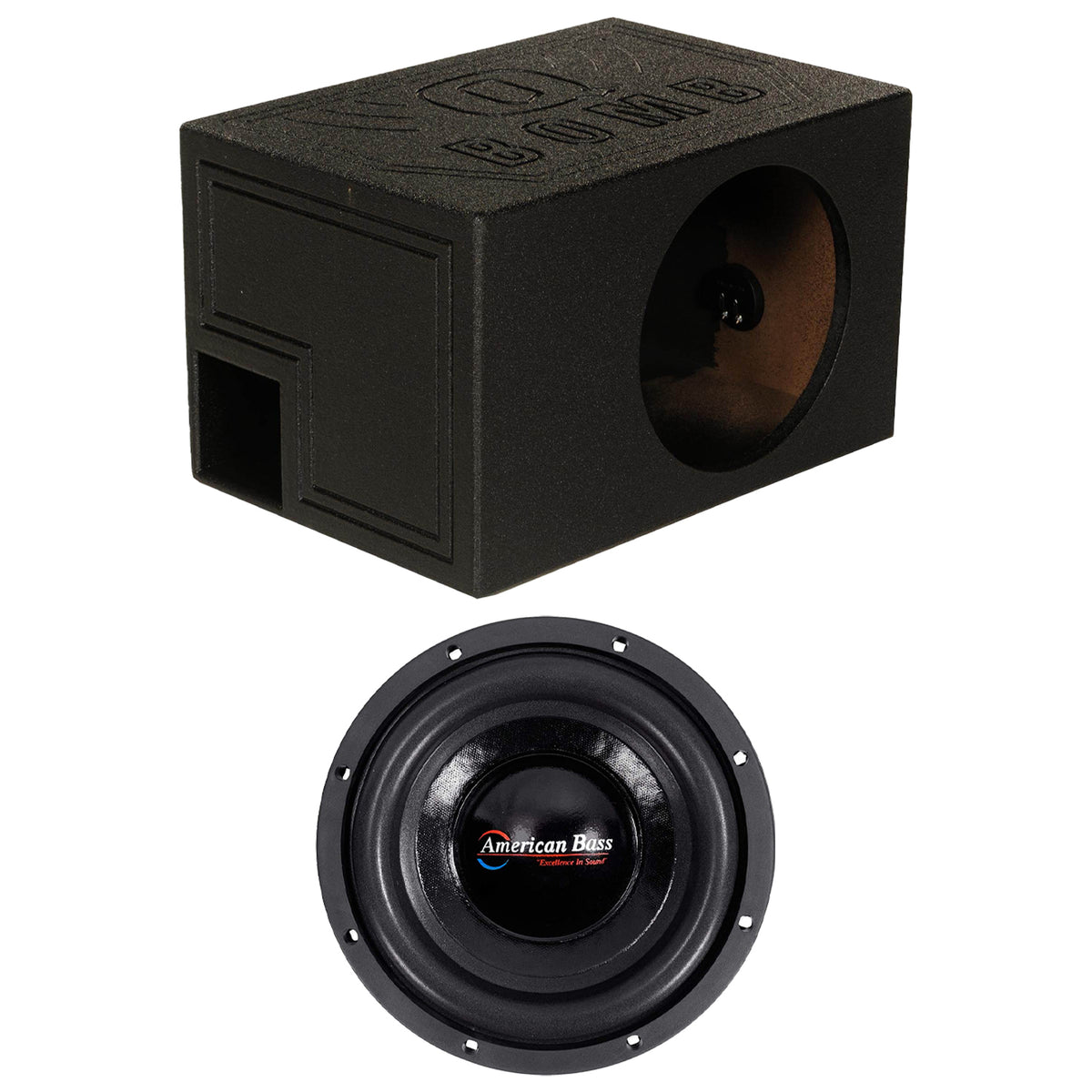 American Bass XD 844 8 Inch Dual 600 Watt Subwoofer Speaker with Enclosure Box