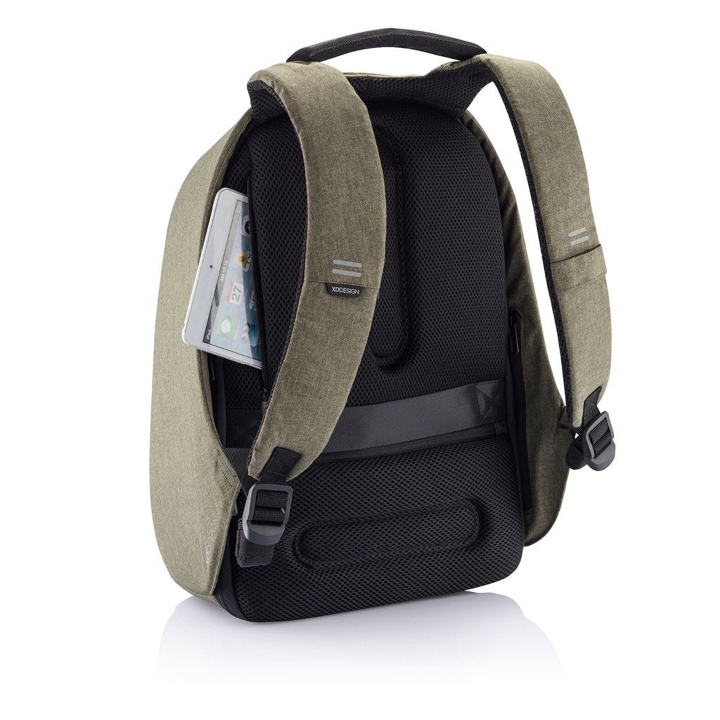 XD Design Bobby Hero Regular Anti Theft Travel Laptop Backpack w/USB Port, Green