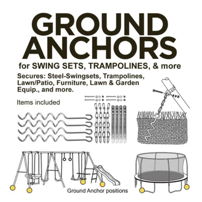 XDP Recreation Swing Set Trampoline & Patio Furniture Metal Ground Anchor Kit