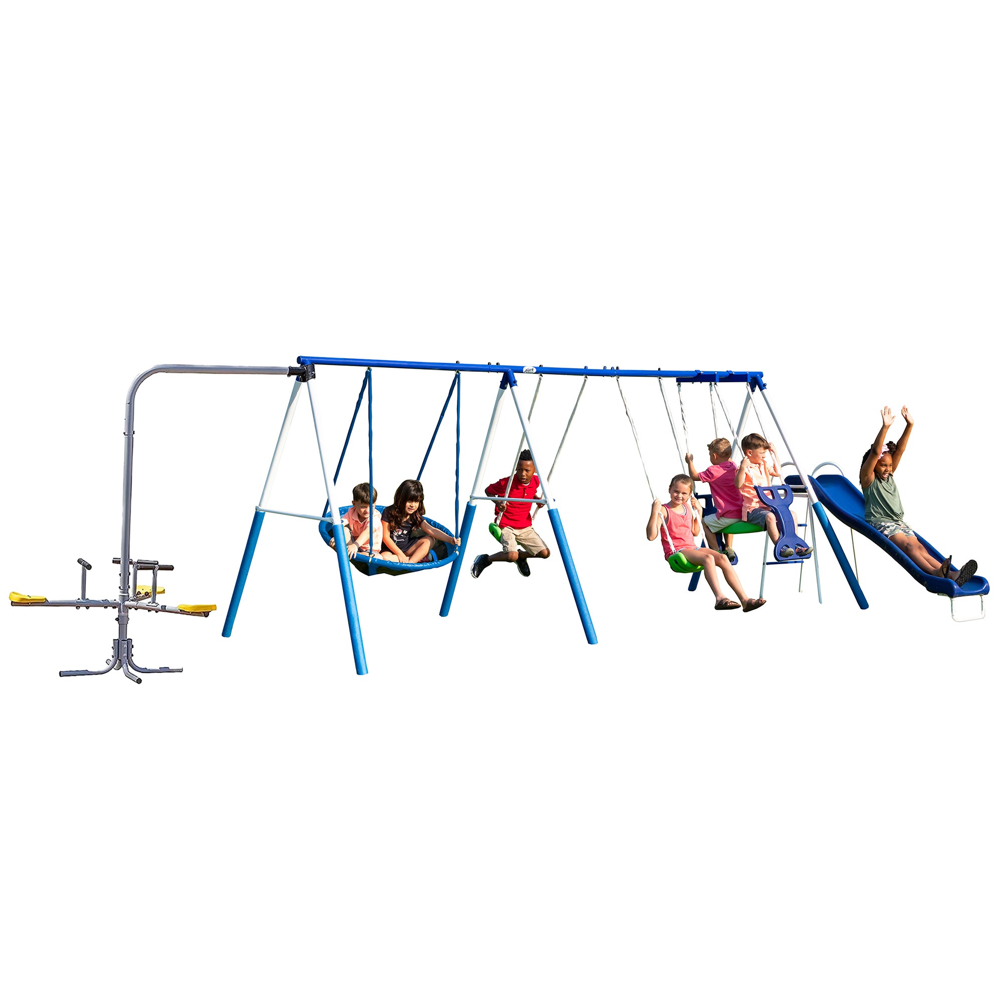 XDP Recreation All Star Playground Outdoor Swing Set and Triple Fun Go Round