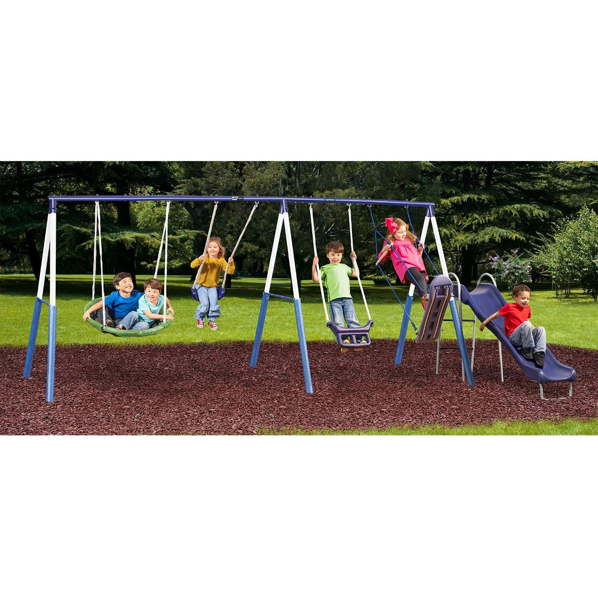 XDP Recreation G Series Surf N Swingin Plus Swing Set w/ LED Rainbow Swing, Blue